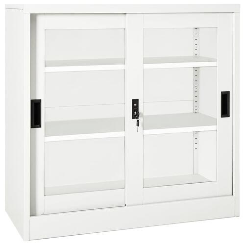 Skab med skydelåger 90x40x90 cm stål hvid