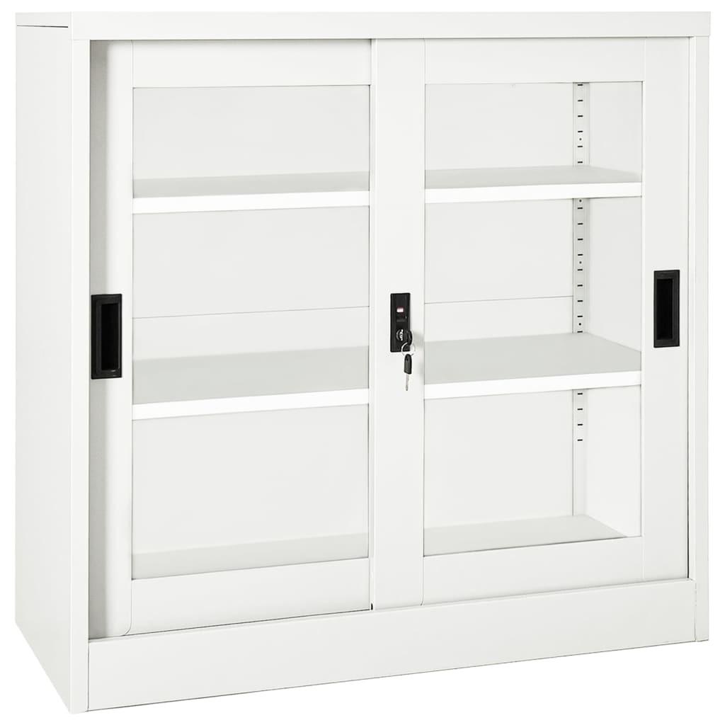 Skab med skydelåger 90x40x90 cm stål hvid