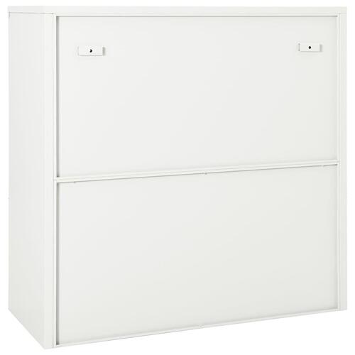 Skab med skydelåger 90x40x90 cm stål hvid