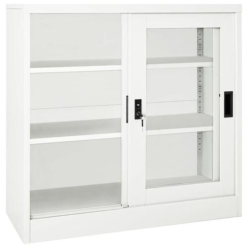 Skab med skydelåger 90x40x90 cm stål hvid