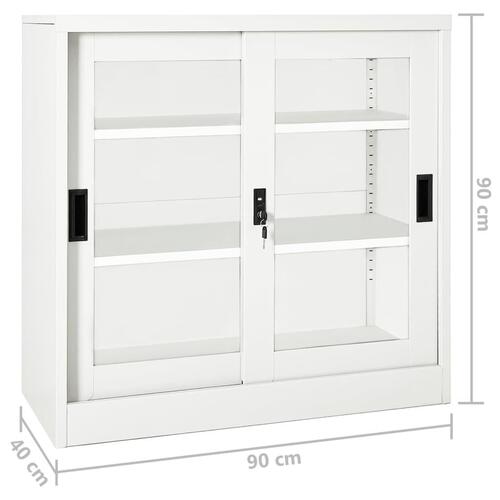 Skab med skydelåger 90x40x90 cm stål hvid