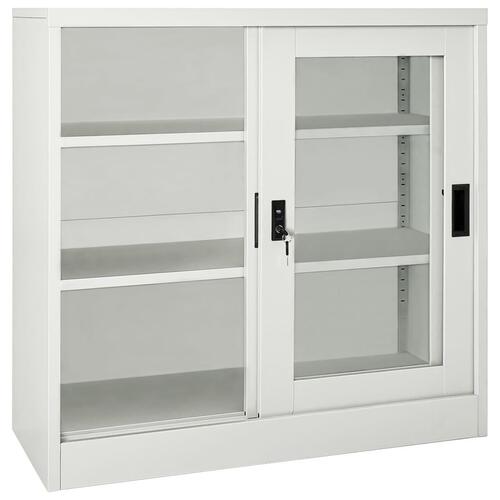 Skab med skydelåger 90x40x90 cm stål lysegrå