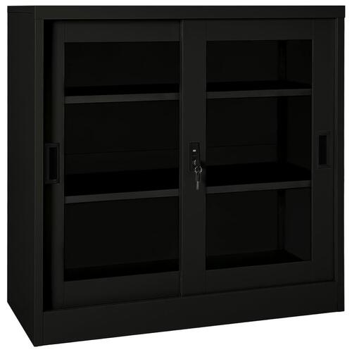 Skab med skydelåger 90x40x90 cm stål sort