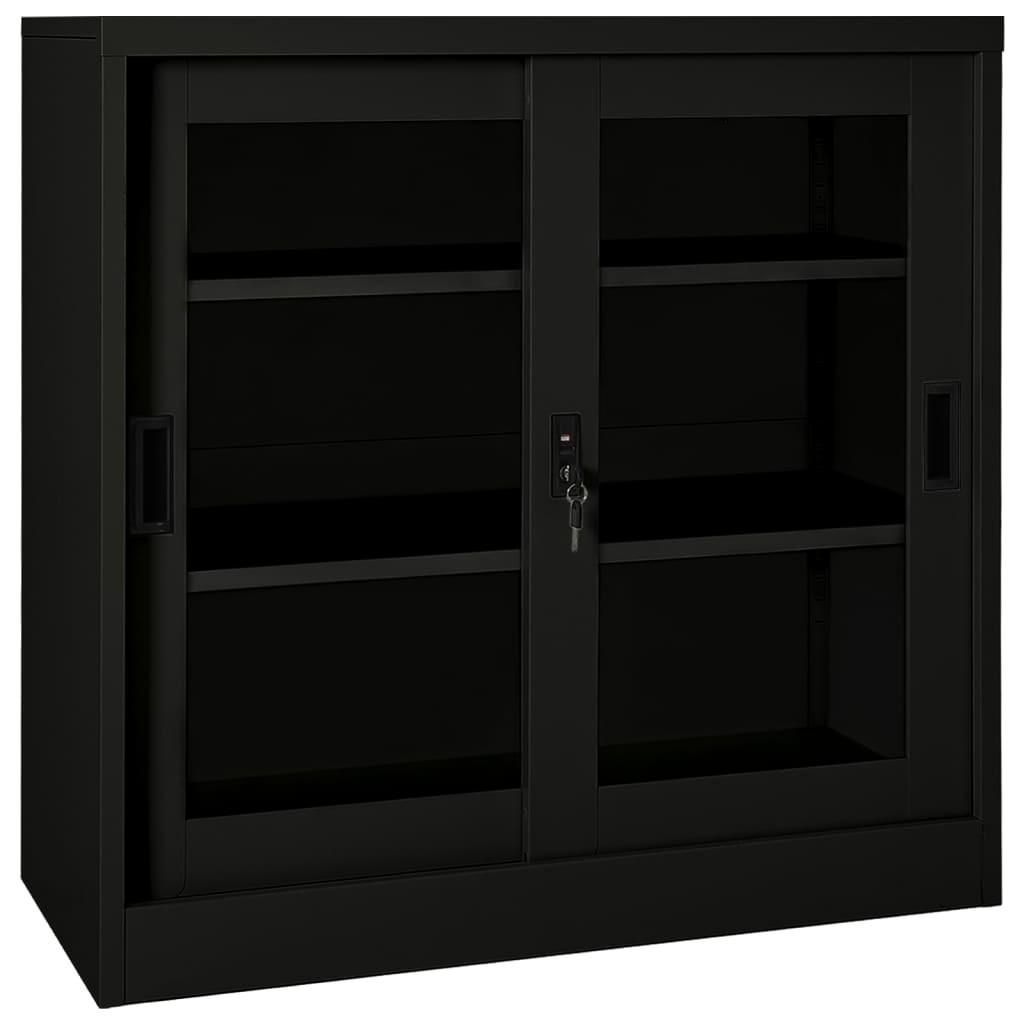 Skab med skydelåger 90x40x90 cm stål sort
