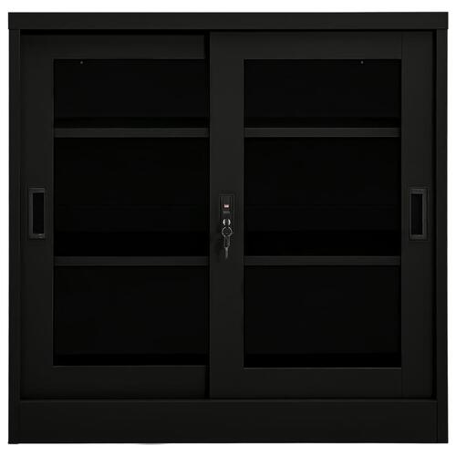 Skab med skydelåger 90x40x90 cm stål sort