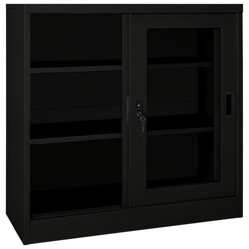 Skab med skydelåger 90x40x90 cm stål sort