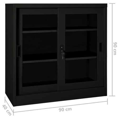 Skab med skydelåger 90x40x90 cm stål sort