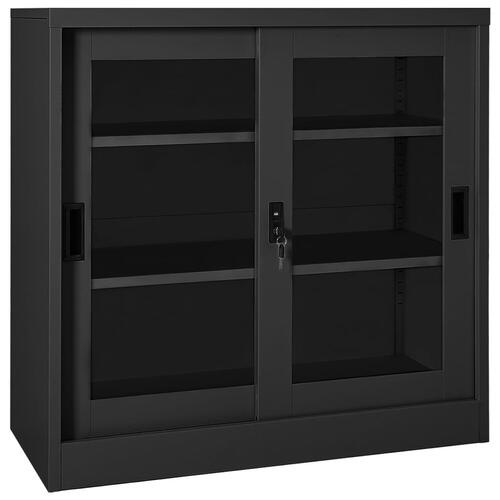 Skab med skydelåger 90x40x90 cm stål antracitgrå
