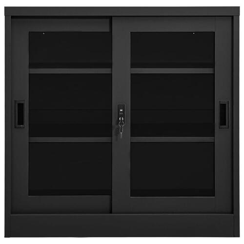 Skab med skydelåger 90x40x90 cm stål antracitgrå