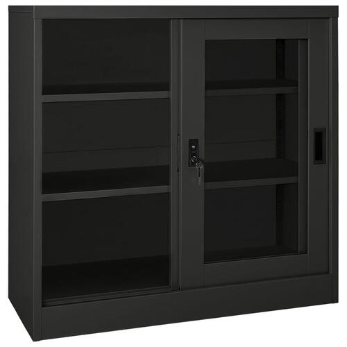 Skab med skydelåger 90x40x90 cm stål antracitgrå