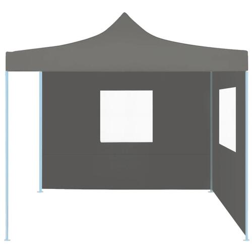 Foldbart festtelt pop-up med 2 sidevægge 3 x 3 m antracitgrå
