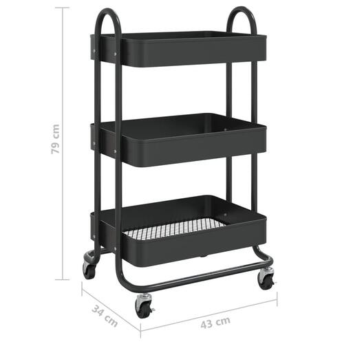Vogn med 3 hylder 43x34x79 cm stål