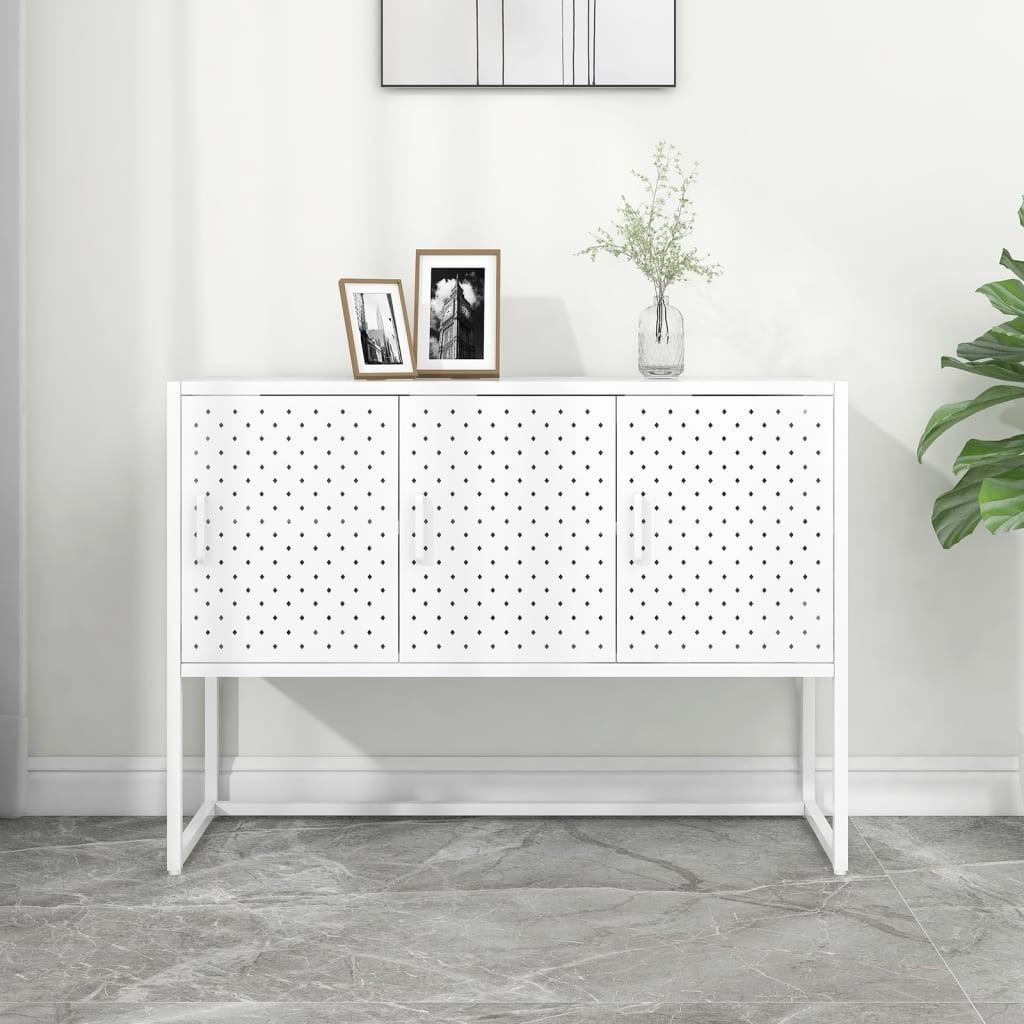 Skænk i stål - hvid, 105 × 35 × 75 cm