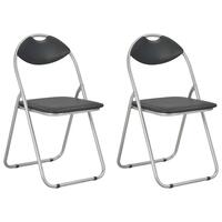 Sammenklappelige spisebordsstole 2 stk. sort kunstlæder