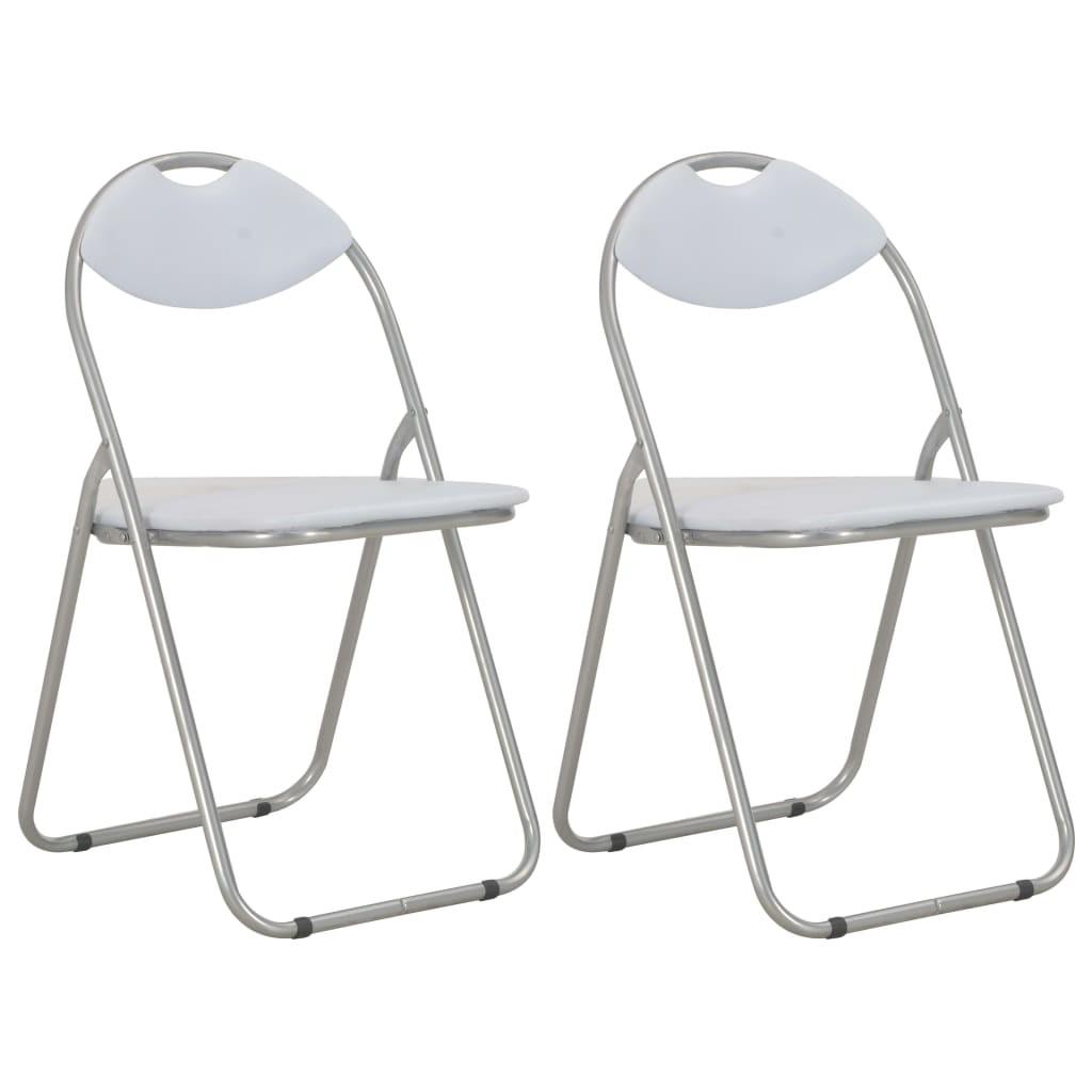Sammenklappelige spisebordsstole 2 stk. hvid kunstlæder