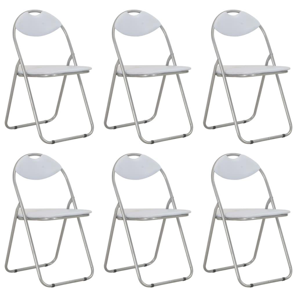 Sammenklappelige spisebordsstole 6 stk. hvid kunstlæder