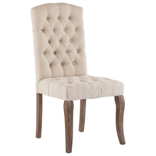 Spisebordsstole 2 stk. hør-look stof beige