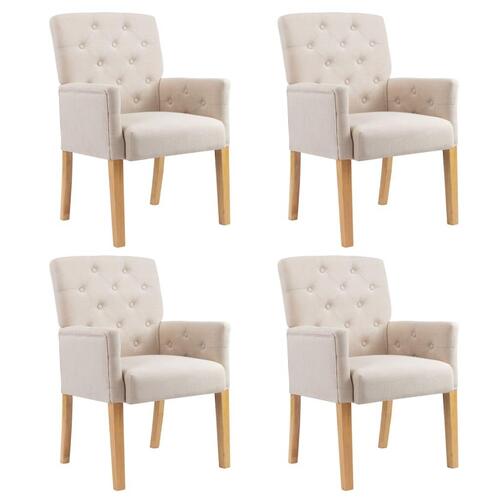 Spisebordsstole med armlæn 4 stk. stof beige