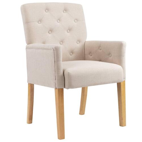 Spisebordsstole med armlæn 4 stk. stof beige