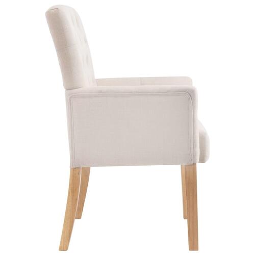Spisebordsstole med armlæn 4 stk. stof beige