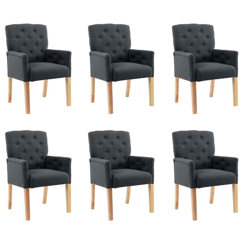 Spisebordsstole med armlæn 6 stk. stof grå