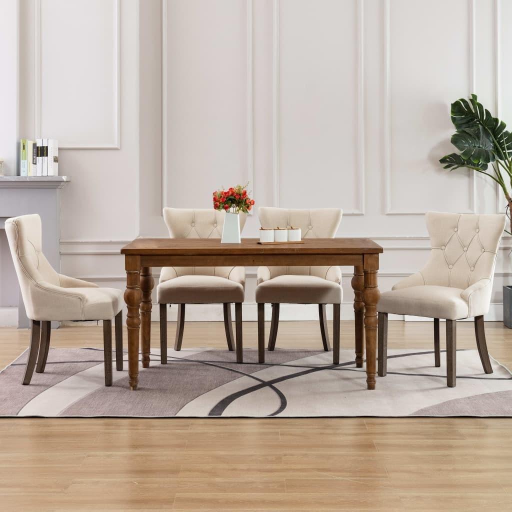 Spisebordsstole 4 stk. stof beige