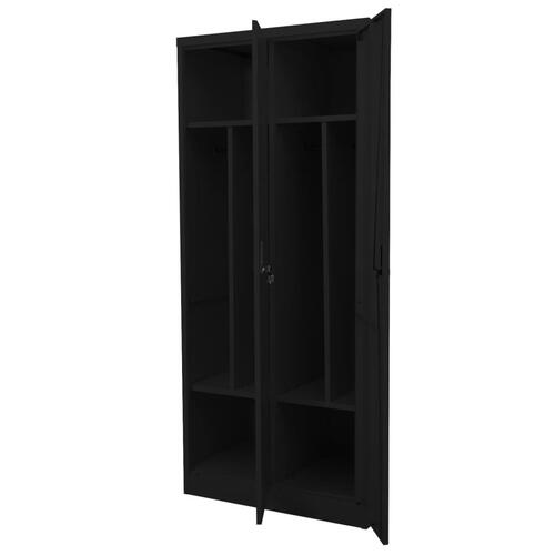 Klædeskab 80x50x180 cm stål sort