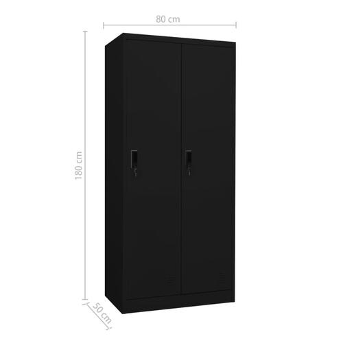 Klædeskab 80x50x180 cm stål sort