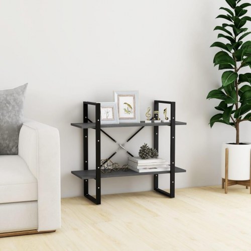 Bogreol med 2 hylder - 80×30×70 cm - massivt fyrretræ, grå