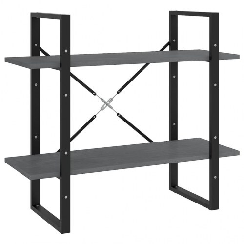 Bogreol med 2 hylder - 80×30×70 cm - massivt fyrretræ, grå