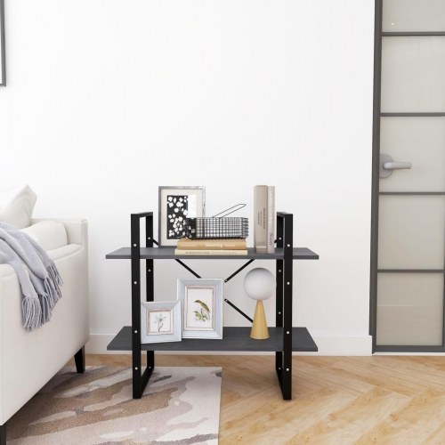 Bogreol med 2 hylder - 80×30×70 cm - massivt fyrretræ, grå
