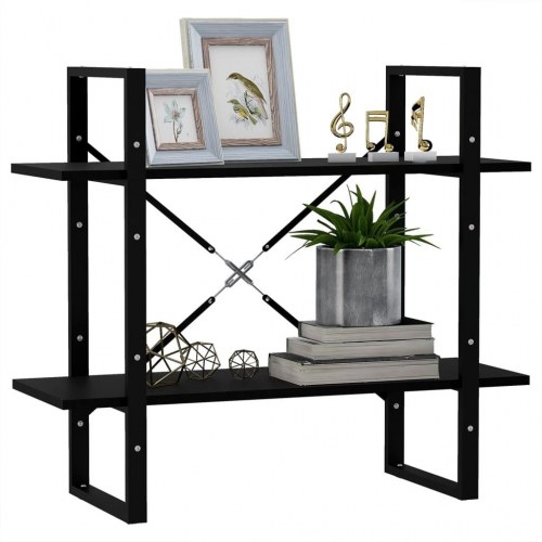 Bogreol med 2 hylder - 80×30×70 cm - massivt fyrretræ, sort