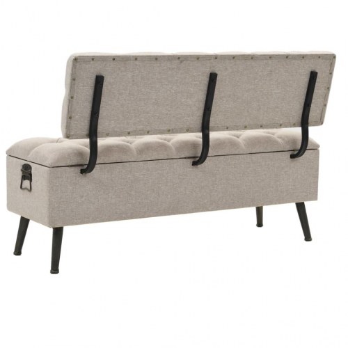 Opbevaringsbænk med ryglæn 110 cm - stof, cremefarvet