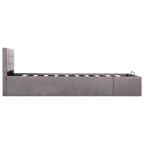 Hydraulisk opbevaringsseng 90 x 200 cm - stof, gråbrun