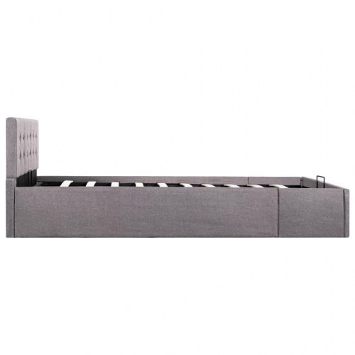 Hydraulisk opbevaringsseng 120 x 200 cm - stof, gråbrun