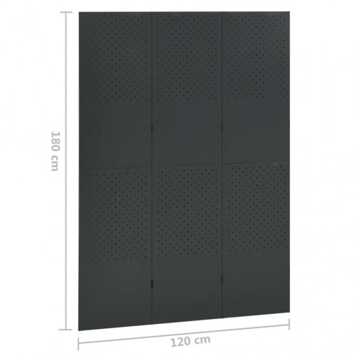3-panels rumdeler 120x180 cm stål antracitgrå