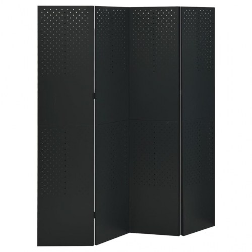 4-panels rumdeler i stål - 160 × 180 cm, sort