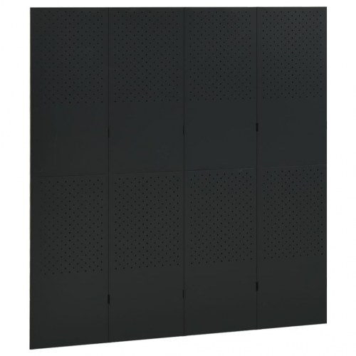 4-panels rumdeler i stål - 160 × 180 cm, sort