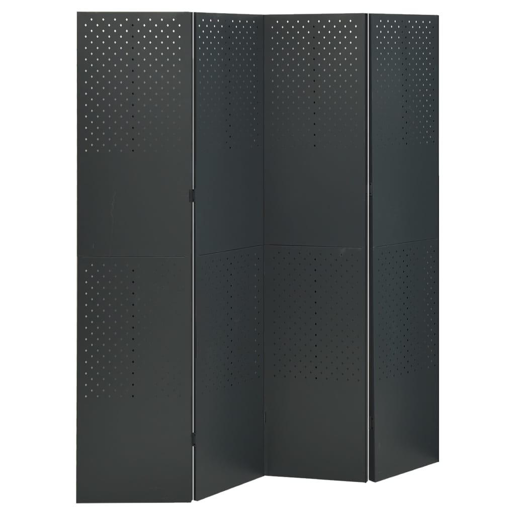 4-panels rumdeler i stål 160×180 cm - antracitgrå