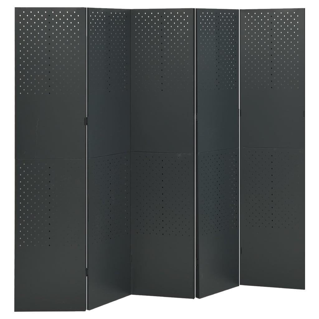 5-panels rumdeler 200x180 cm stål antracitgrå