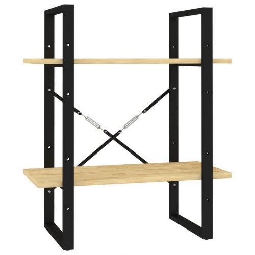 Bogreol 60×30×70 cm med 2 hylder - massivt fyrretræ og metal