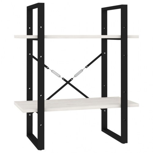 Bogreol 60×30×70 cm - 2 hylder i massivt fyrretræ, hvid