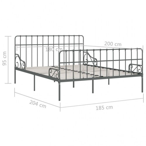 Sengestel med lamelbund 180 x 200 cm metal grå