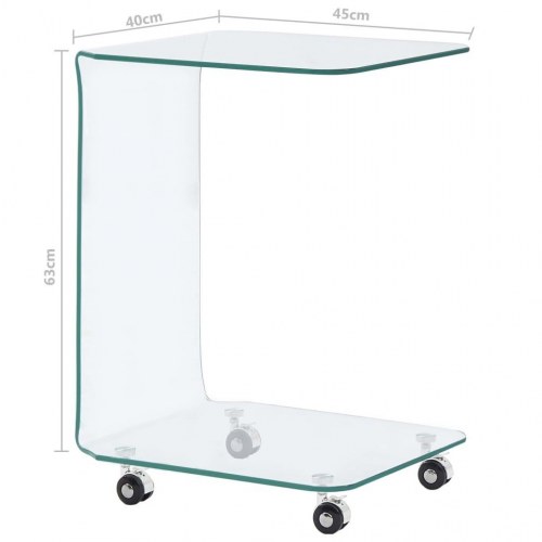 Sofabord 45 x 40 x 63 cm hærdet glas transparent