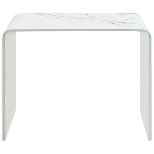 Sofabord 50 x 50 x 45 cm hvid marmor hærdet glas