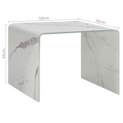 Sofabord 50 x 50 x 45 cm hvid marmor hærdet glas