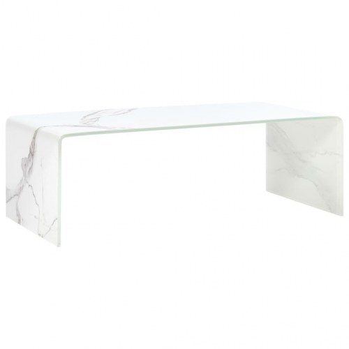 Sofabord 98 x 45 x 31 cm hvid marmor hærdet glas