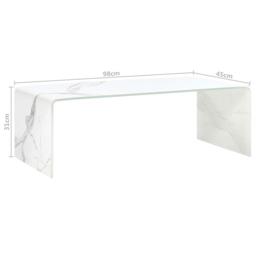 Sofabord 98 x 45 x 31 cm hvid marmor hærdet glas