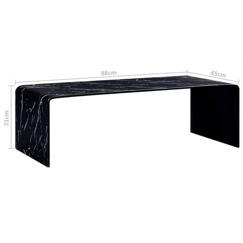 Sofabord 98 x 45 x 31 cm sort marmor hærdet glas