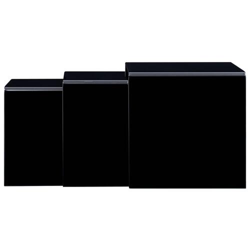 Indskudsbordsæt 42 x 42 x 41,5 cm hærdet glas sort marmoreffekt